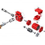 Explosionsgrafik Motor mit Getriebe